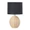 Hello Honey® 20" Natural Boho Woven Rattan Table Lamp with Black Linen Shade